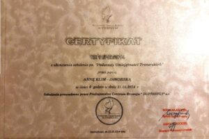 Certyfikat Podstawy Umiejętności Trenerskich - Anna Klim Certyfikat Podstawy Umiejętności Trenerskich - Anna Klim