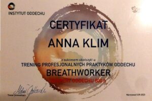 Instytut oddechu Michał Godlewski- certyfikat 3 Anna Klim Instytut oddechu Michał Godlewski- certyfikat 3 Anna Klim